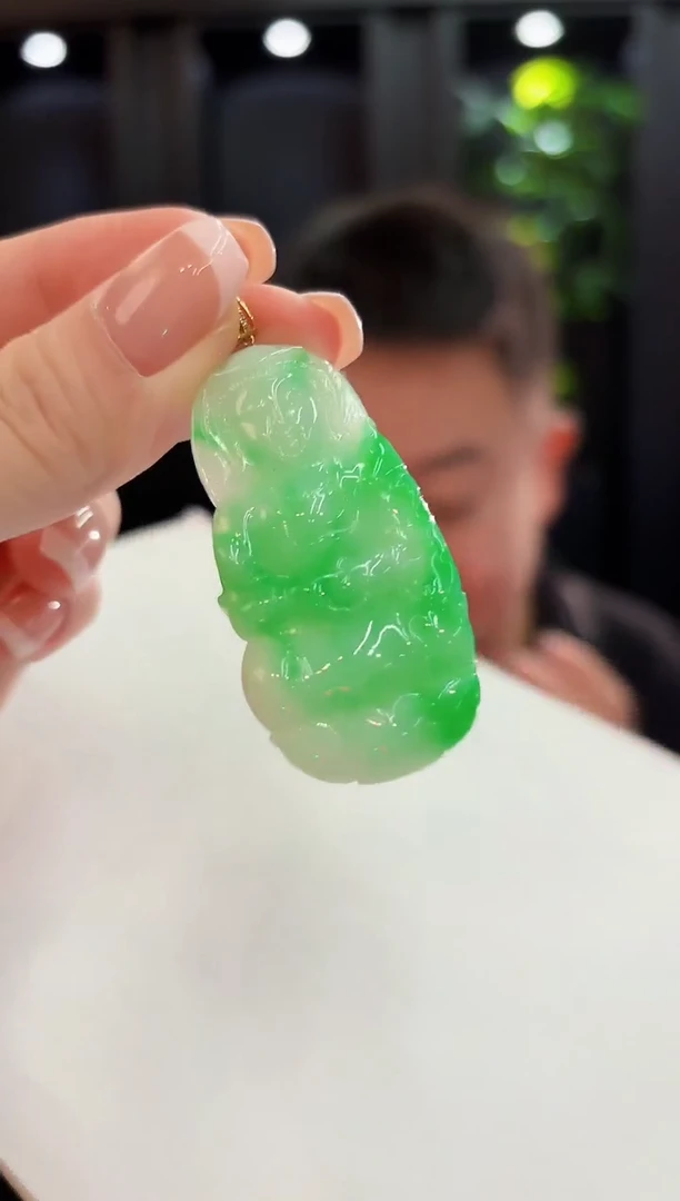 颈饰18K金镶嵌翡翠 缅料A货/支持复检/一件
