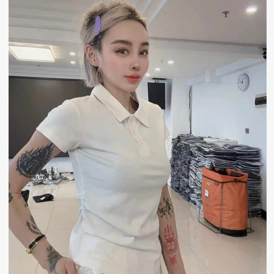 百搭款欧姐家爆款白色翻领短袖