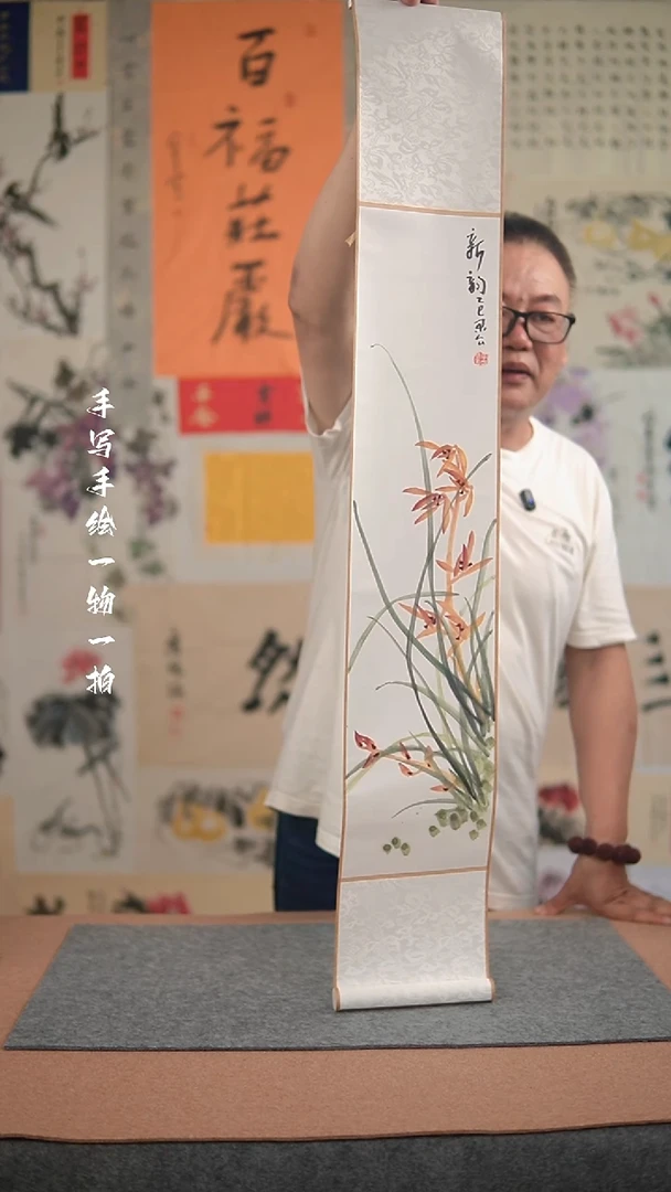 国画手绘-17*110卷轴-花鸟