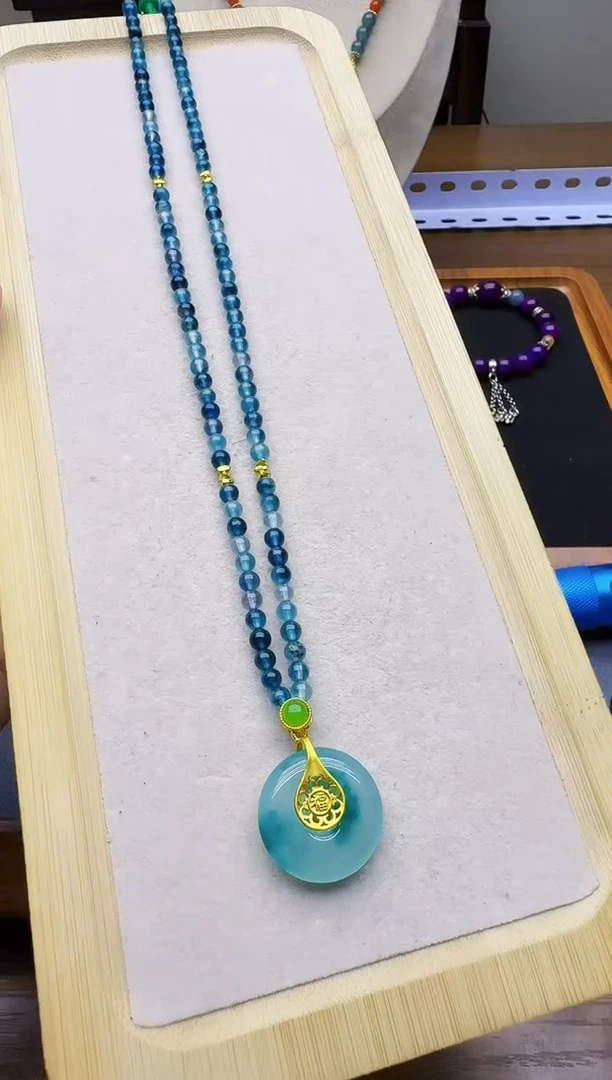 颈饰14K金镶嵌翡翠X108