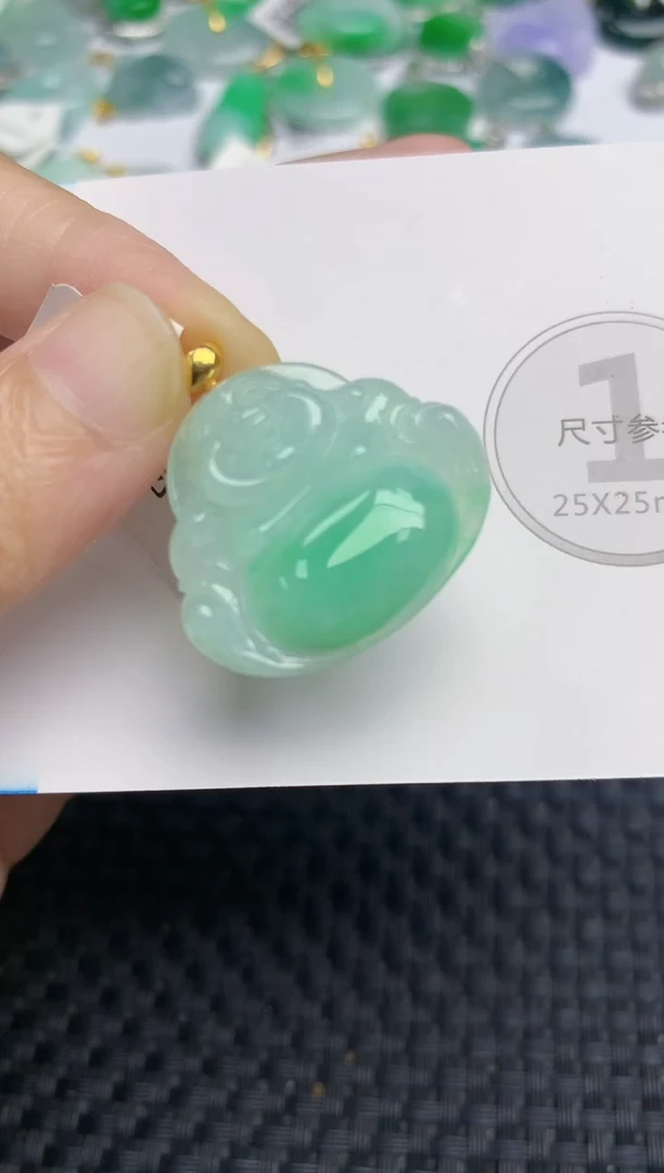 颈饰18K金镶嵌翡翠天然缅甸A货翡翠百元以上9元证书费自理