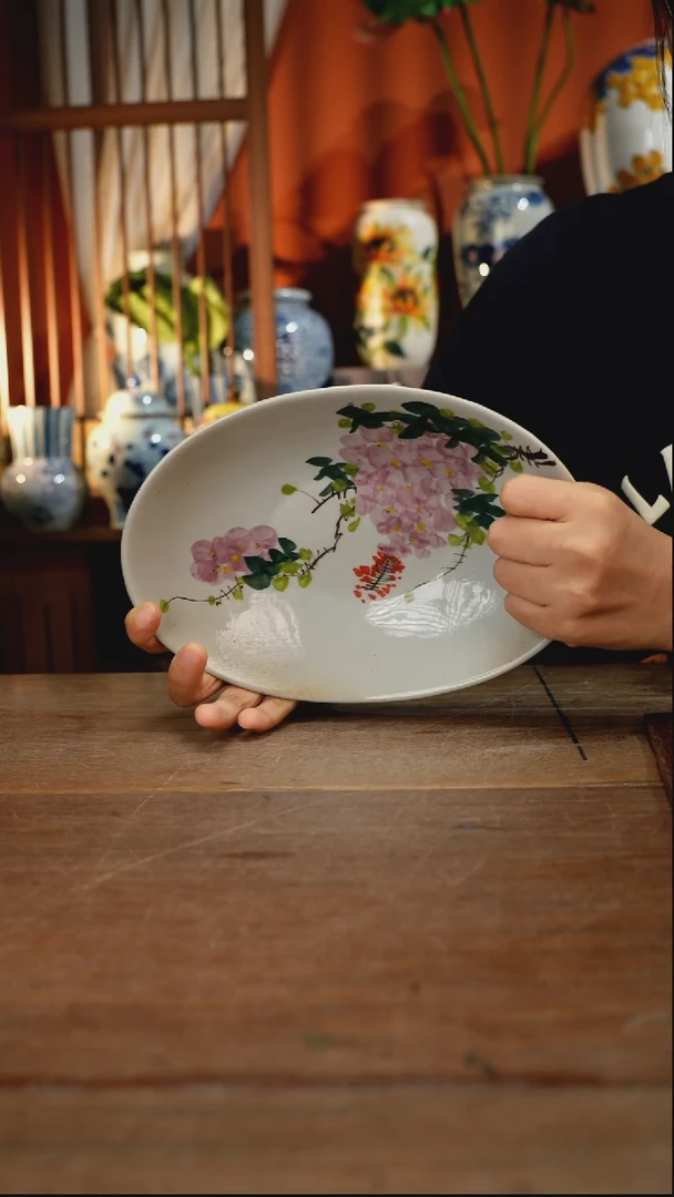 瓷片【简家甄选】景德镇设计师釉下手绘陶瓷餐具