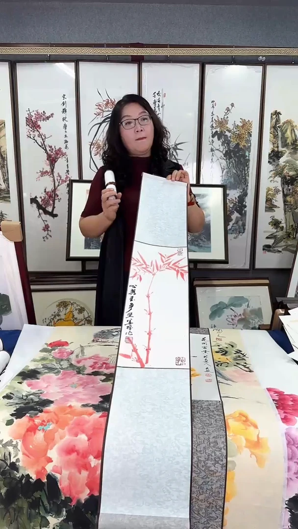 国画卷轴 竹子 20*125