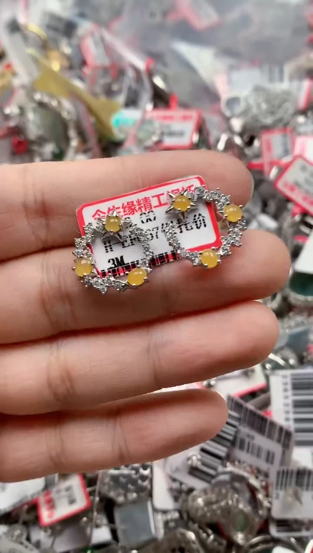 银S925镶嵌戒指翡翠天然A货缅甸翡翠