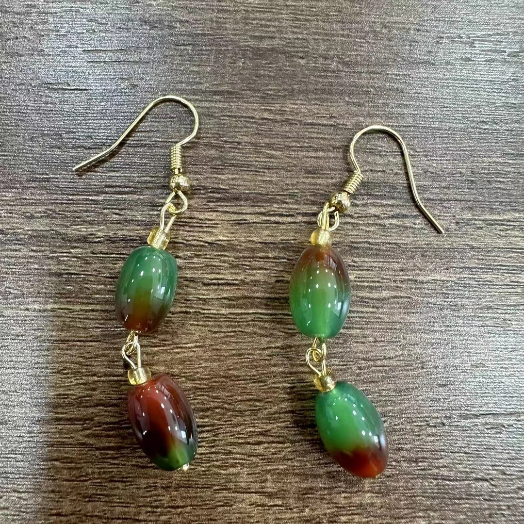 非金属珐琅耳饰 拼色耳环气质复古欧若智性风