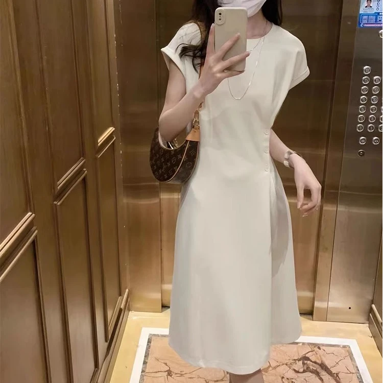 女装2025夏季新款裙子桔梗法式气质御姐轻熟风小个子白色连衣裙女