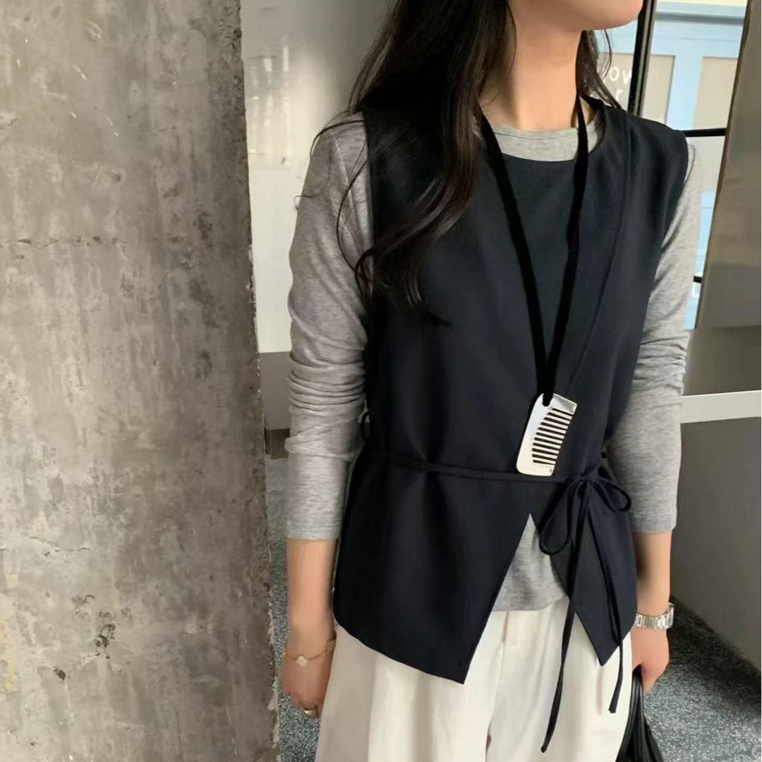 8828街头休闲风通勤风时尚套装背心时尚马夹无袖