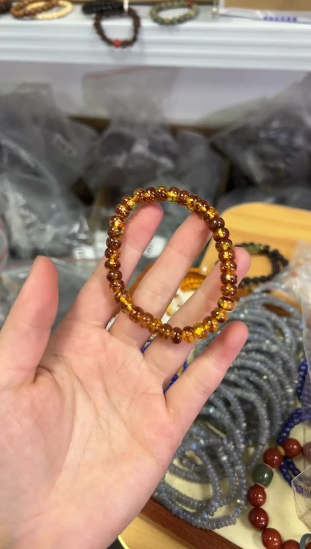 【闪购商品】琥珀手链未镶嵌琥珀花珀精工药片手链[0437]