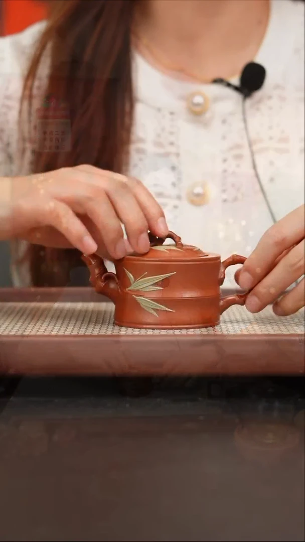 茶壶紫砂黄龙山朱泥竹节壶120