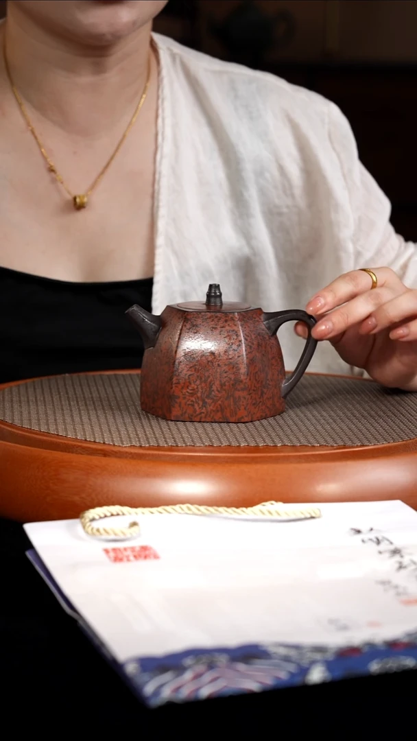 茶壶紫砂【F025】六方汉铎宜兴紫砂