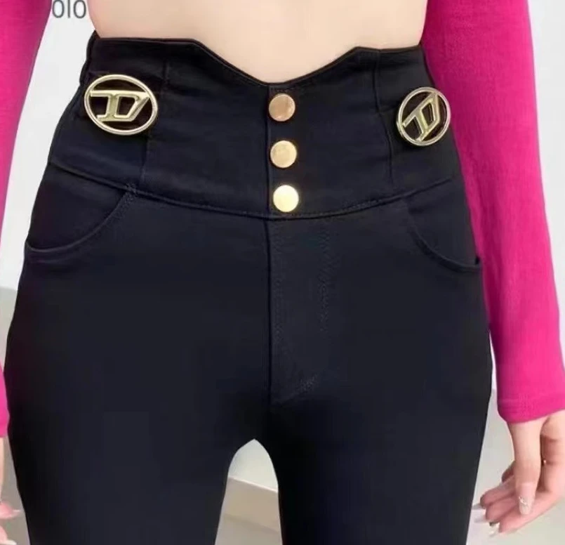 【秀宝女装】高腰显瘦百搭垂感气质小黑裤XB7940