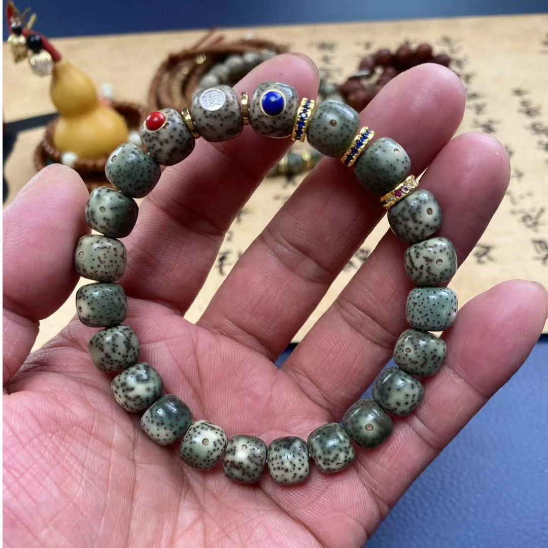 璞心出品【冰火轮星】海南石玉料星月菩提手串