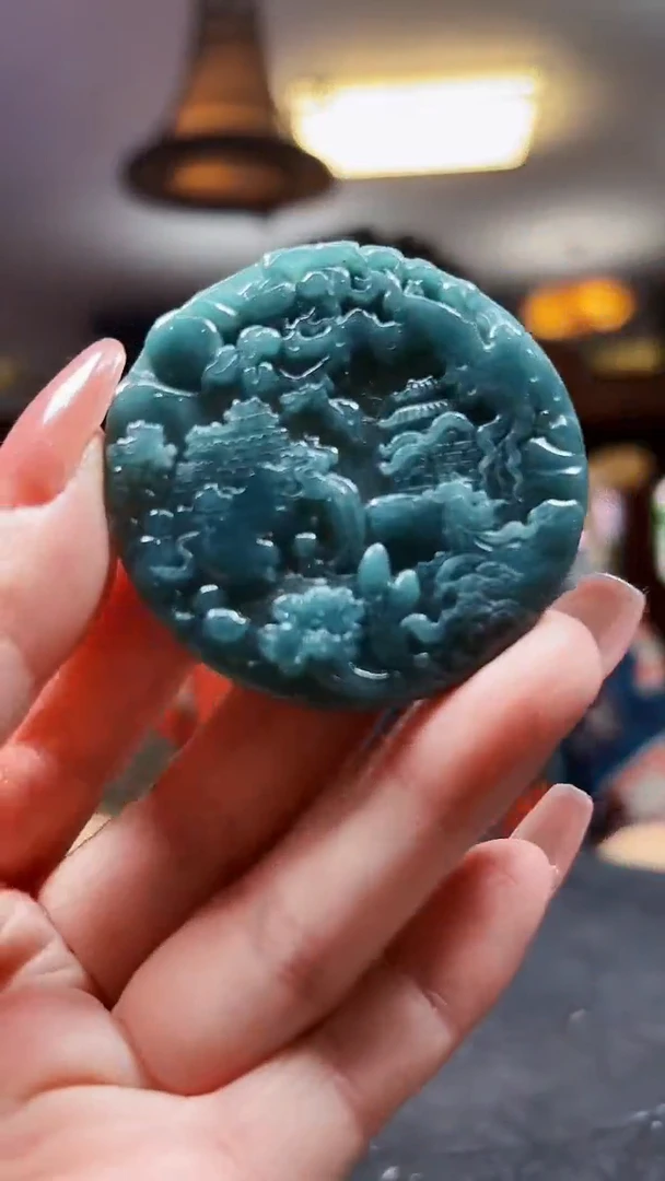 翡翠未镶嵌颈饰08/0607/Y/山水