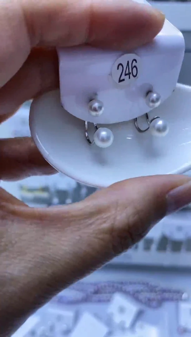 银S925镶嵌耳饰淡水珍珠246