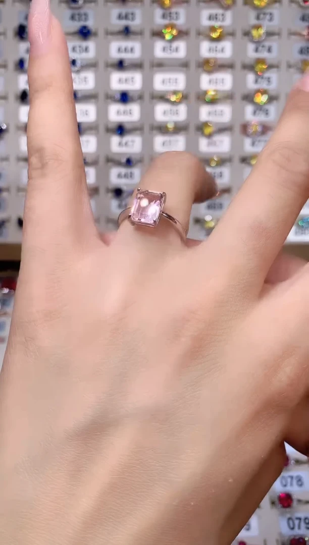 绿柱石戒指银S925镶嵌68白