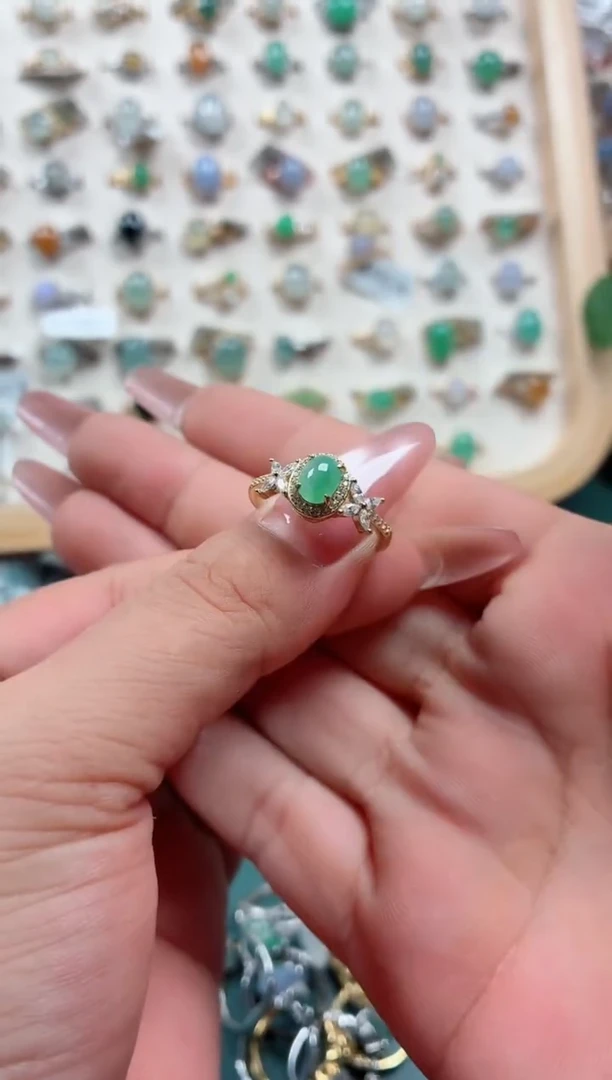 银S925镶嵌戒指翡翠.