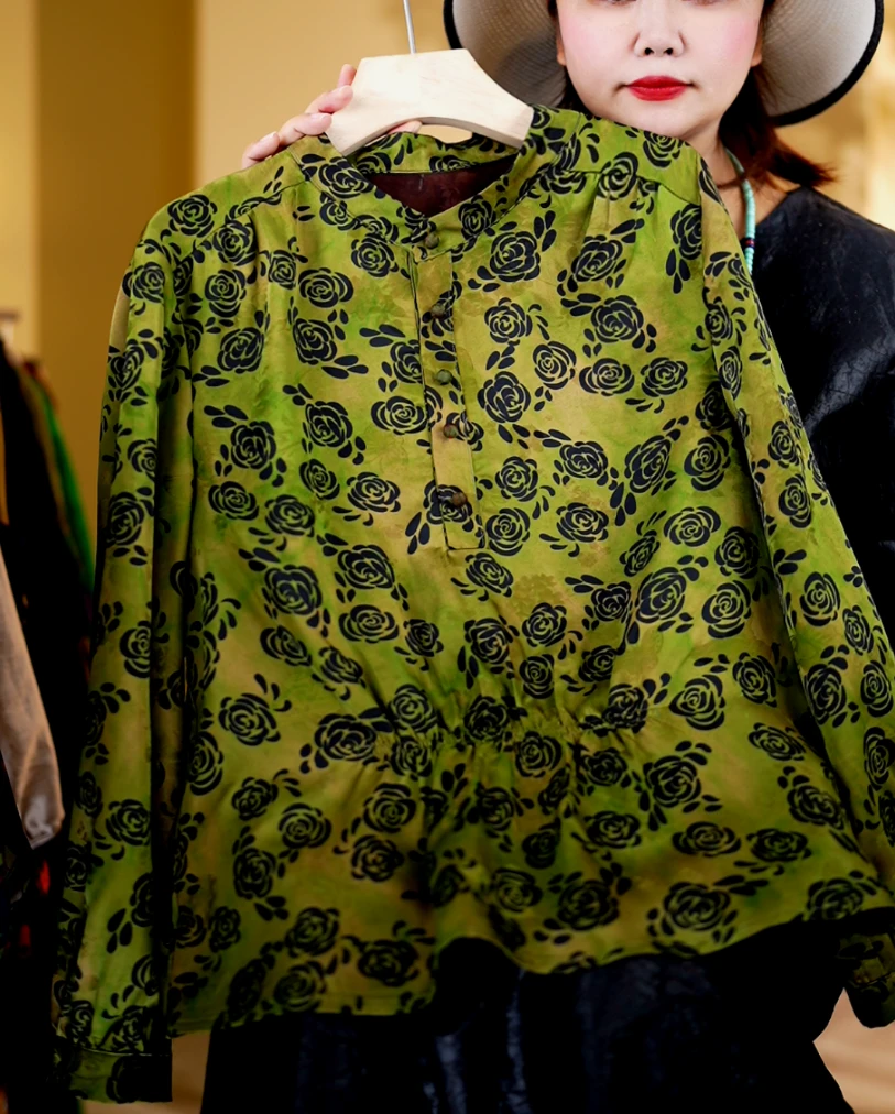 绿相依<<非遗美学>>1437新中式国风减龄上衣