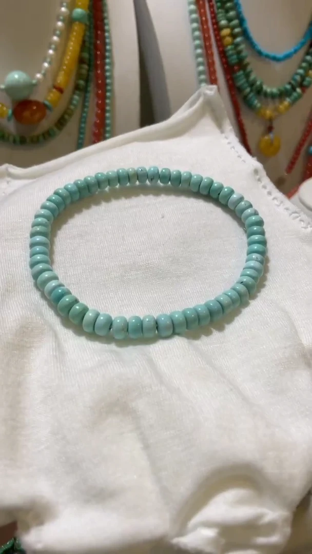 未镶嵌绿松石珠宝奇石5.4mm隔片手串
