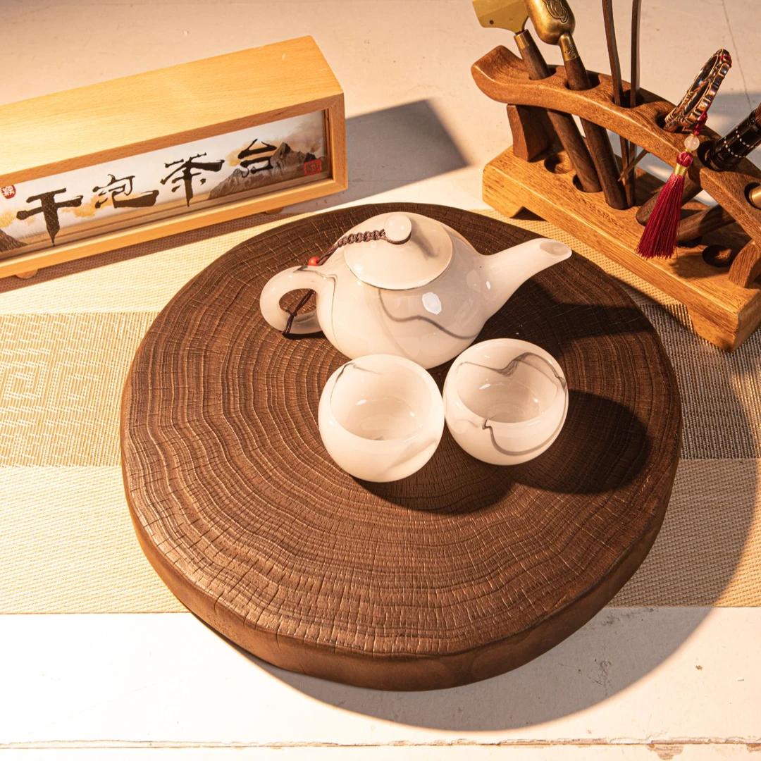 【一物一拍】银杏碳化原木实木年轮干泡茶盘侘寂风高质感摆放茶具
