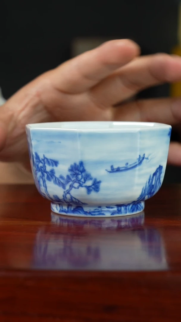 祖传窑真柴窑传承400年赤壁图八方杯