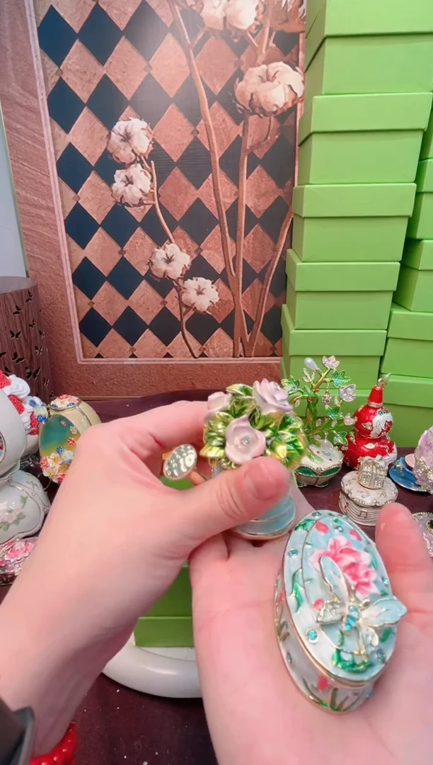 锌合金珐琅彩首饰盒摆件默认微瑕不退不换～