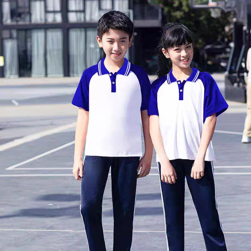 a2下白蓝色po衫单短袖(有校标)