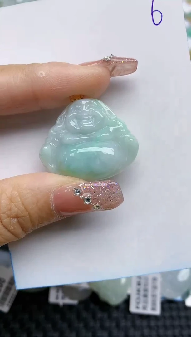 【闪购商品】翡翠挂件18K金镶嵌天然A货翡翠 6