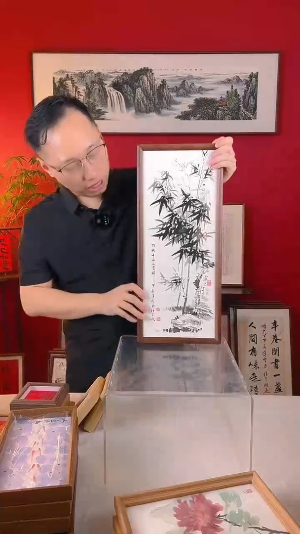 【闪购商品】国画墨竹22*52厘米实木画框