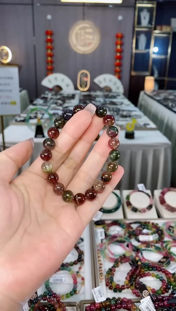 收藏级老矿碧玺西瓜单圈手串9mm+未镶嵌碧玺hon多样性发货一条