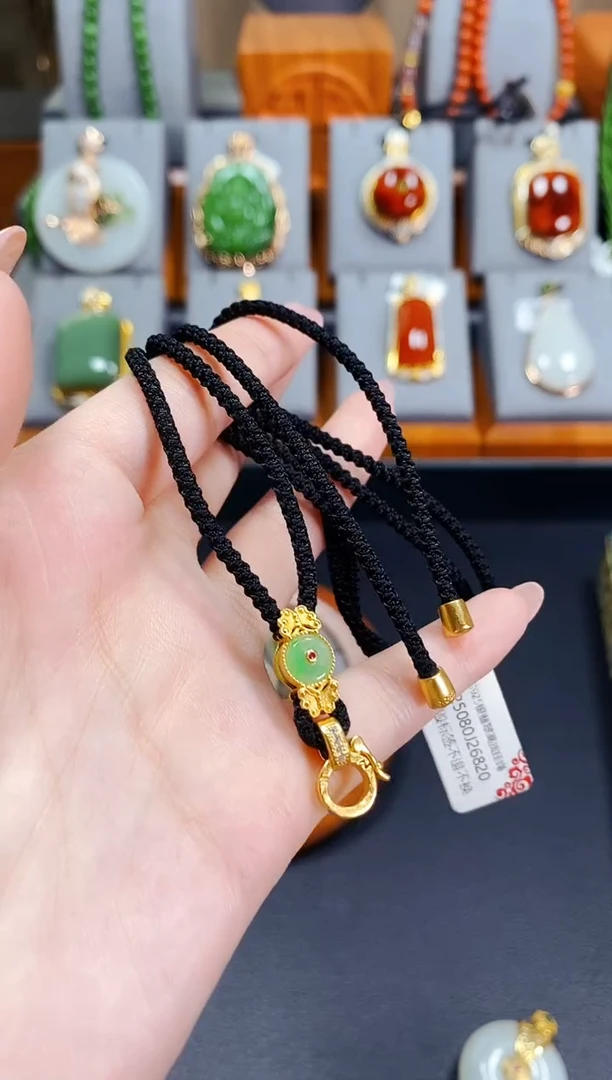 颈饰银S925镶嵌翡翠DIY高货挂绳