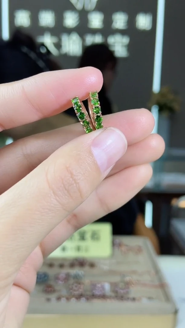 【闪购商品】透辉石耳饰银S925镶嵌耳饰