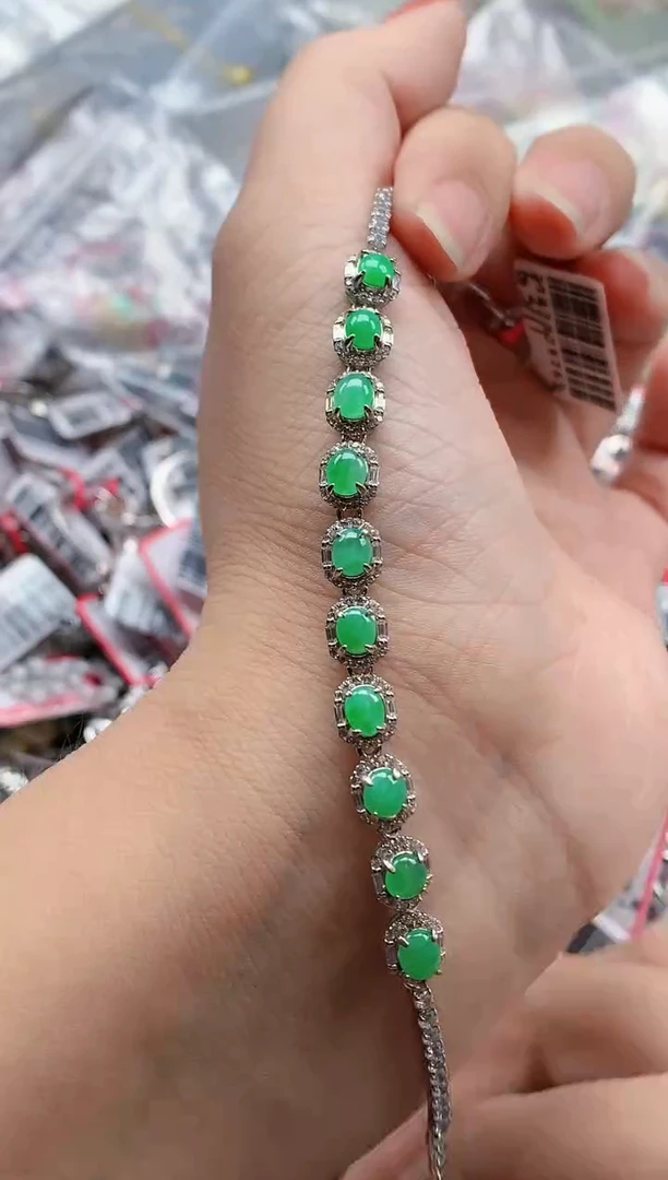 银S925镶嵌戒指翡翠天然A货缅甸翡翠