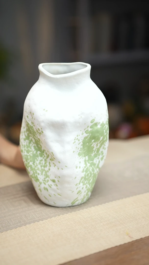 花器陶瓷花瓶绿云漫影02