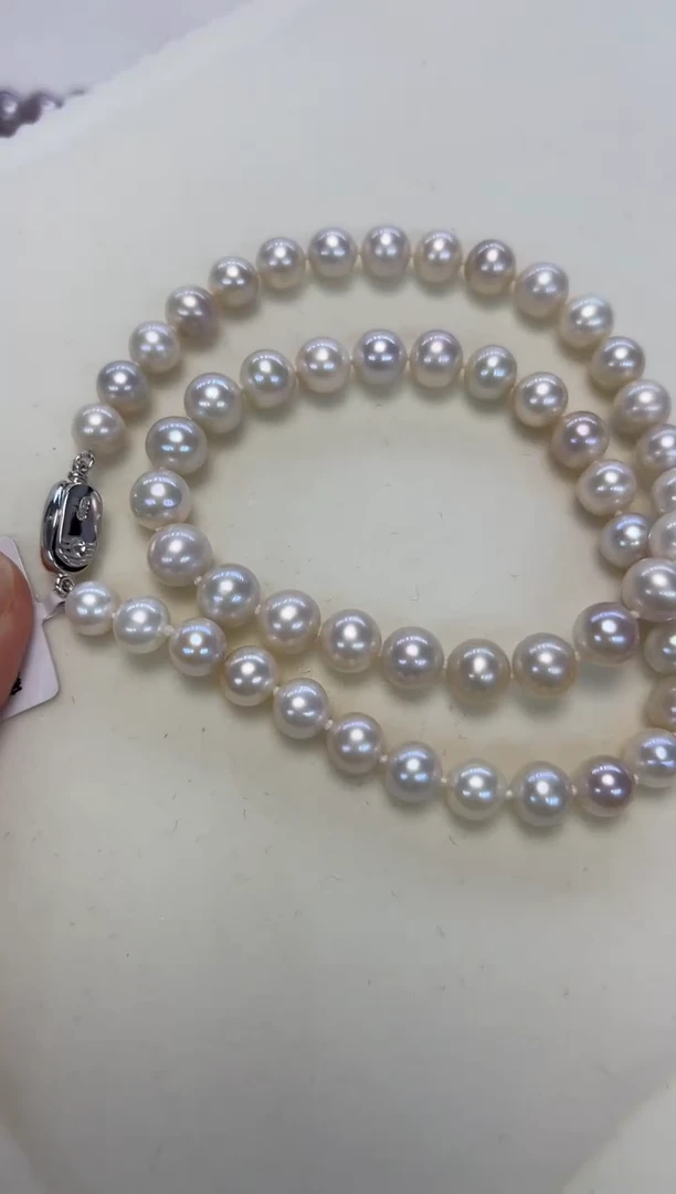 淡水珍珠银S925镶嵌颈饰7.5-8.5MM