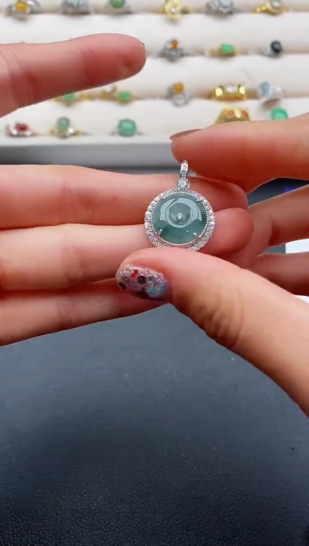 银S925镶嵌戒指翡翠66666666+10