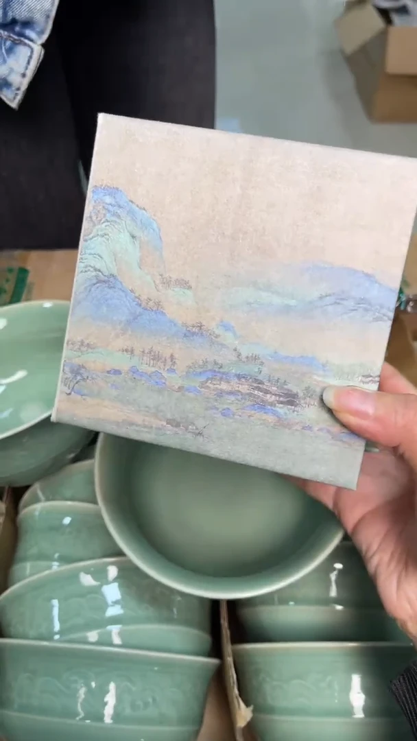 陶瓷手工秘色描金毗卢钵（一个）