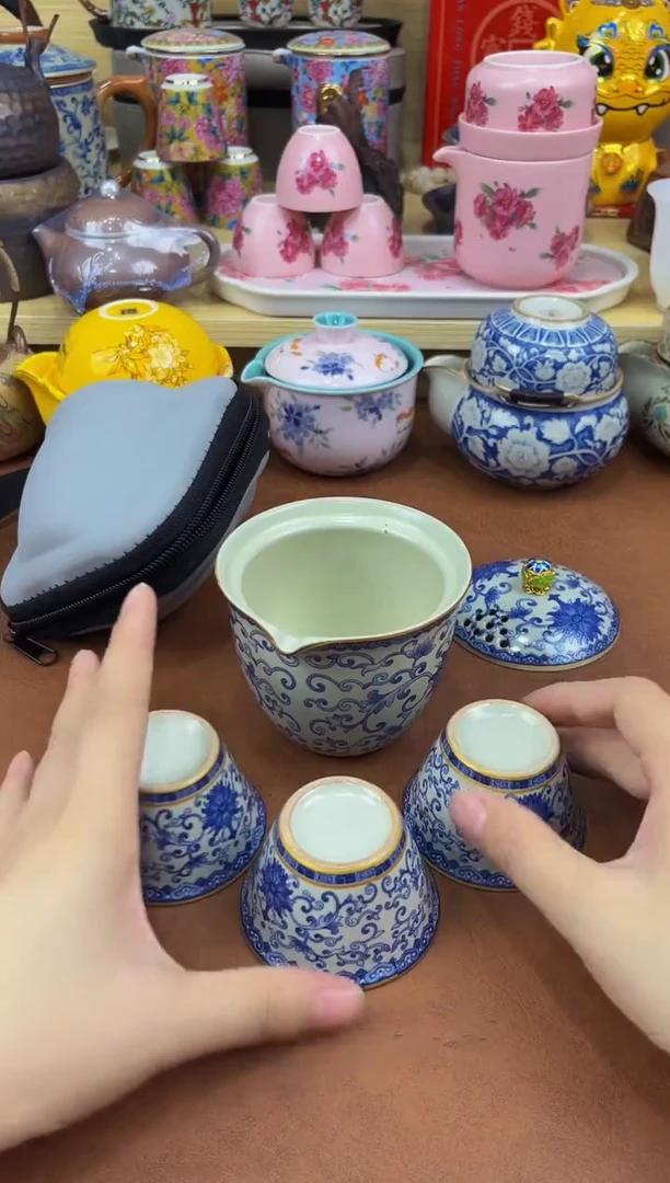 陶瓷茶具摆件旅行套组