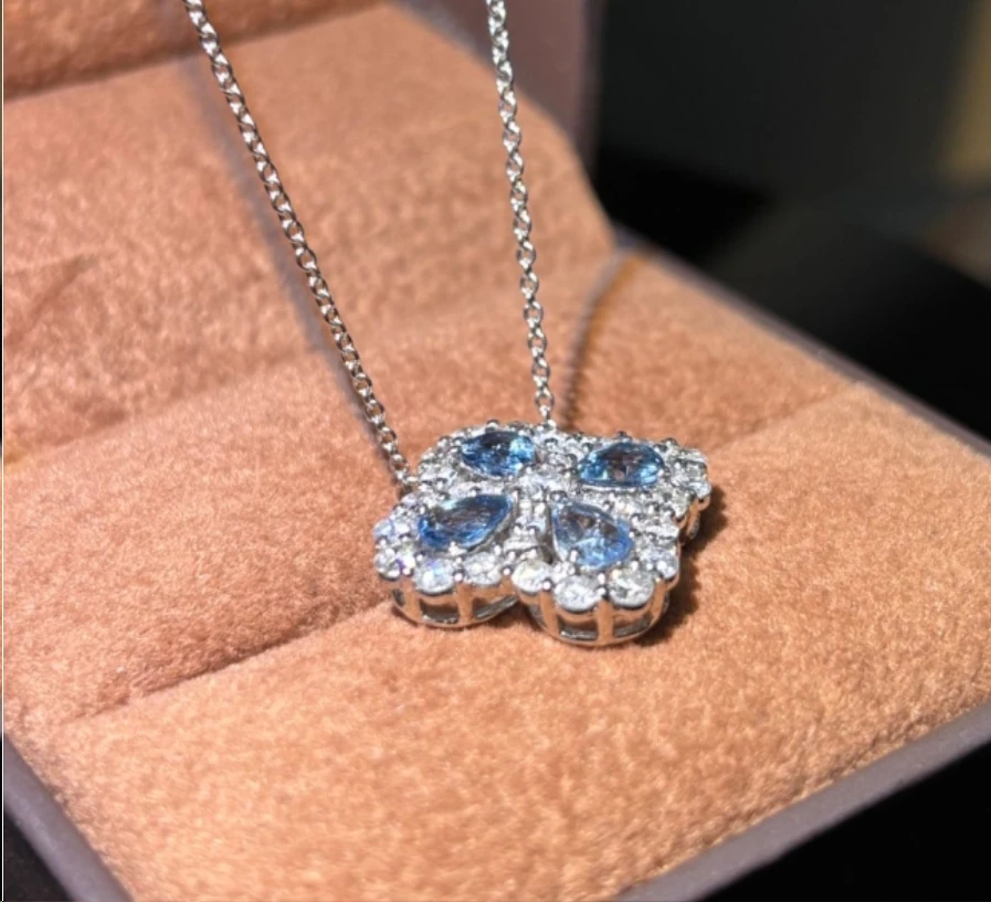 【千盟珠宝】重金  ZSXL0244 海蓝宝四叶草项链