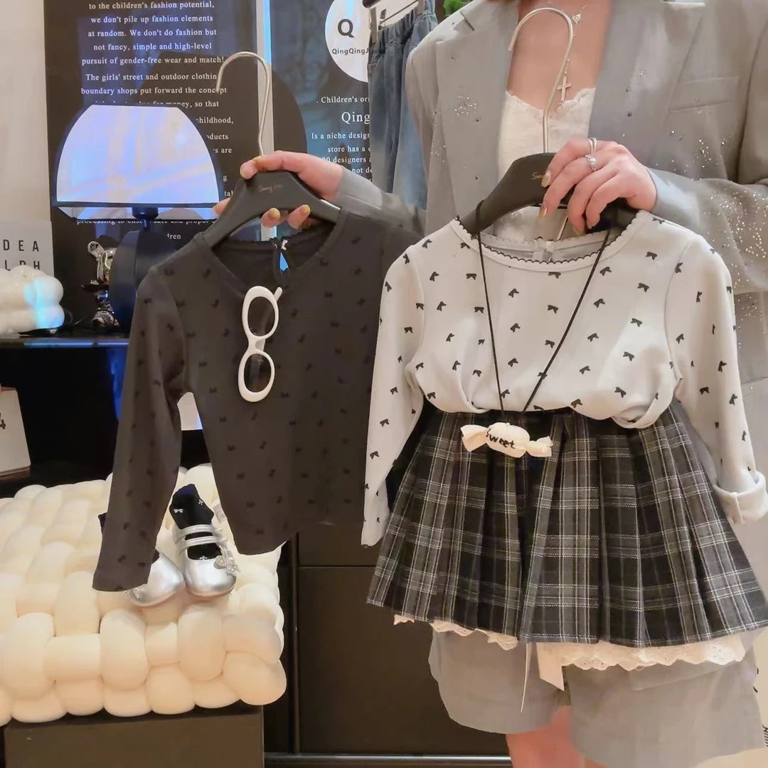 女童秋季新款长袖T恤蜜芽打底衫洋气甜美韩版上衣简约风