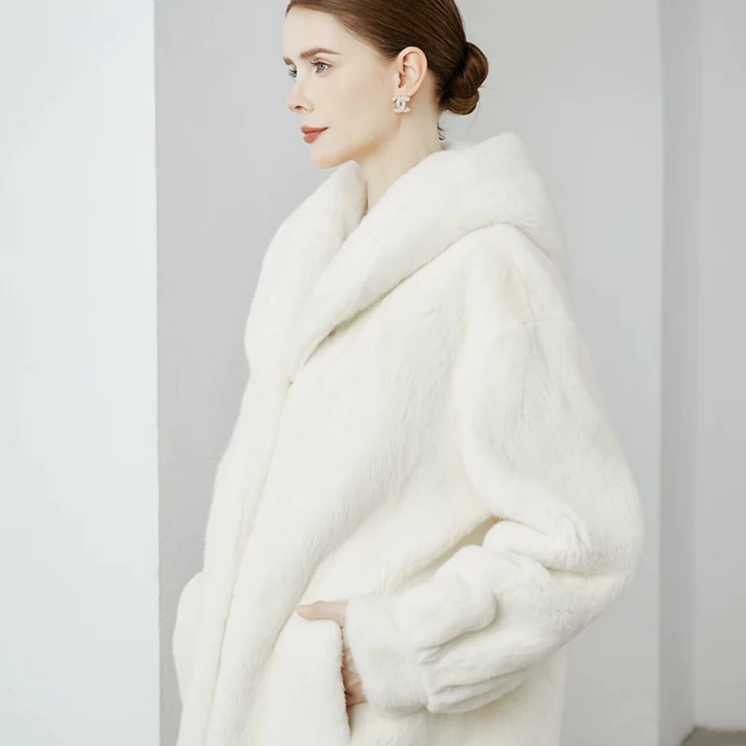 【金标正版】01海宁冬款连帽米兰貂气质长款高端外套