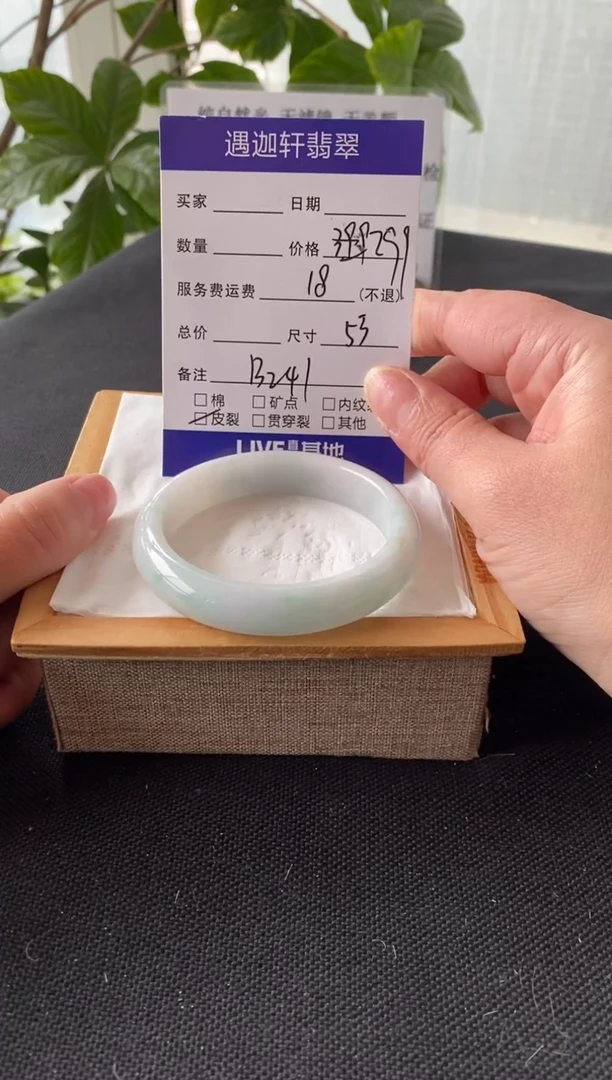 【闪购商品】翡翠手镯未镶嵌53圈口 B241编码