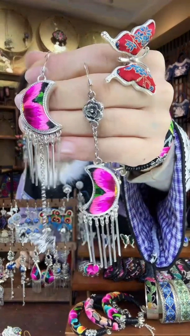 刺绣非遗刺绣民族风耳环