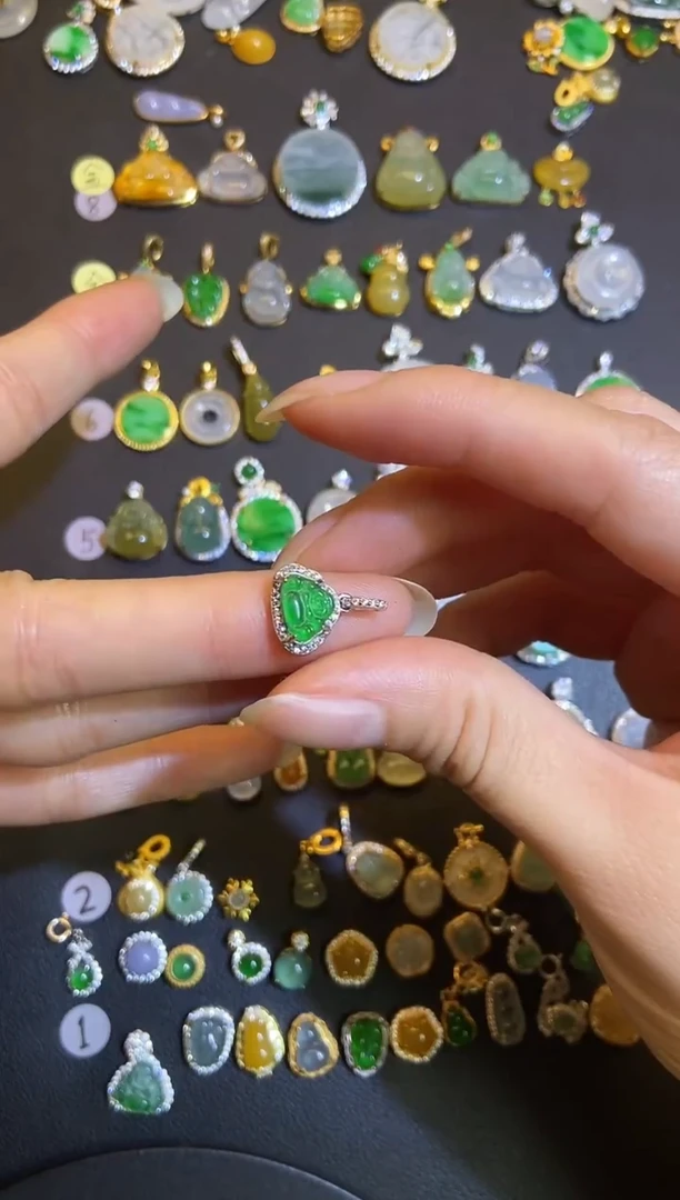 吊坠(不含链)银S925镶嵌翡翠1