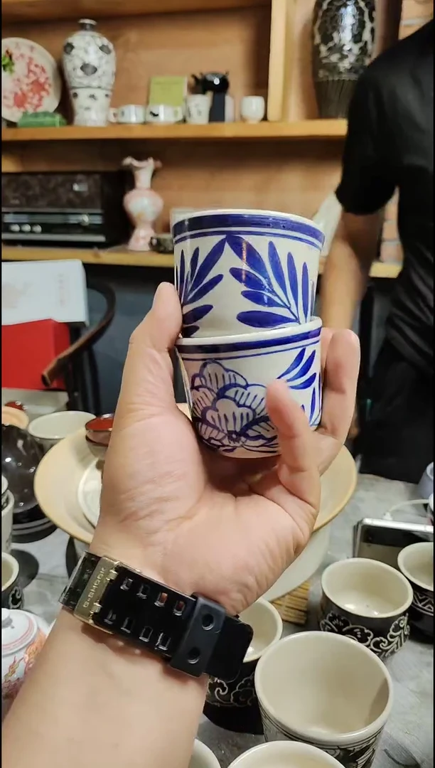 6号青花杯一对嘎嘎好