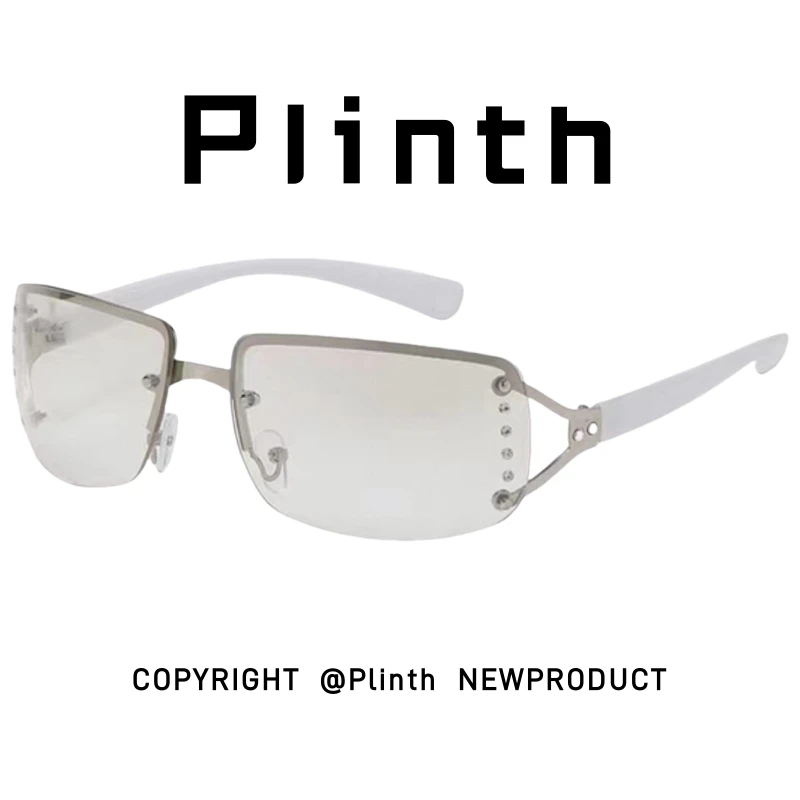 欧美无框墨镜复古千禧风辣妹Y2K眼镜时尚方框太阳镜潮网红个性