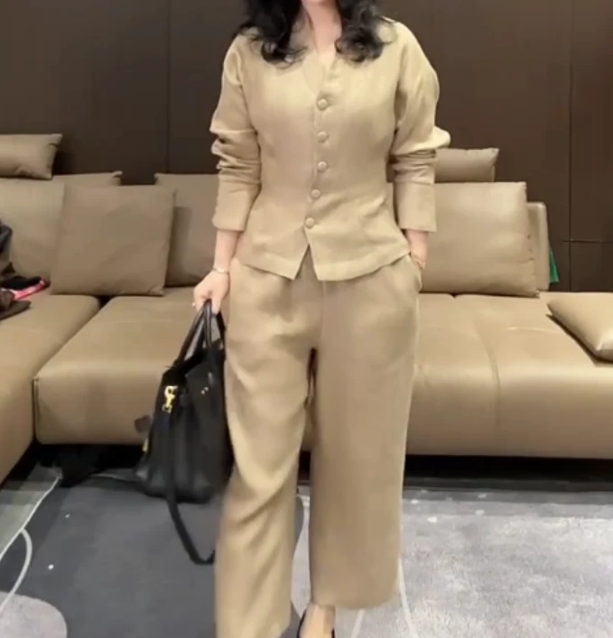 2025春季新款网红同款洋气减龄气质休闲修身薄款套装女甜-oi