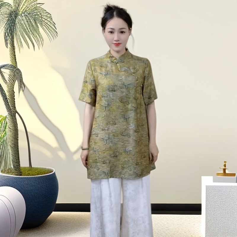 江南鑫雅阁【悠 雅】中长款上衣七彩祥云重工花萝老料时尚国风上衣