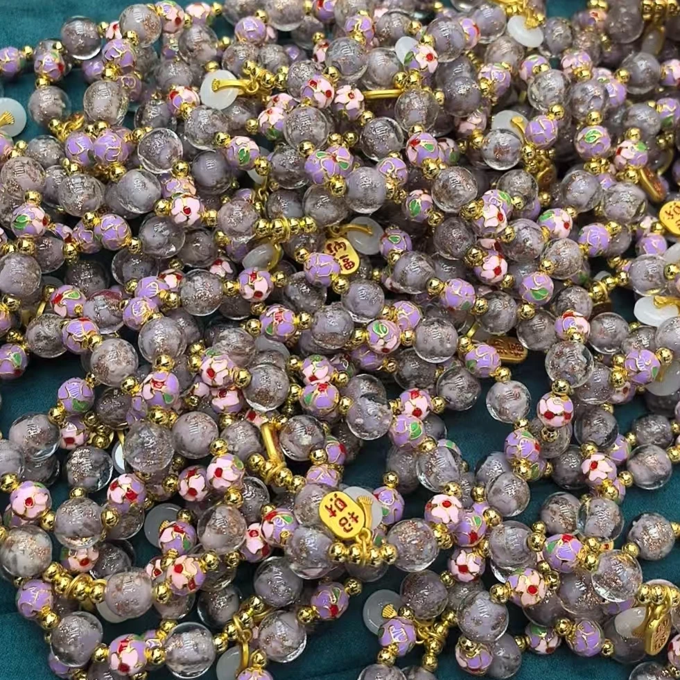 樱花粉琉璃单圈手串