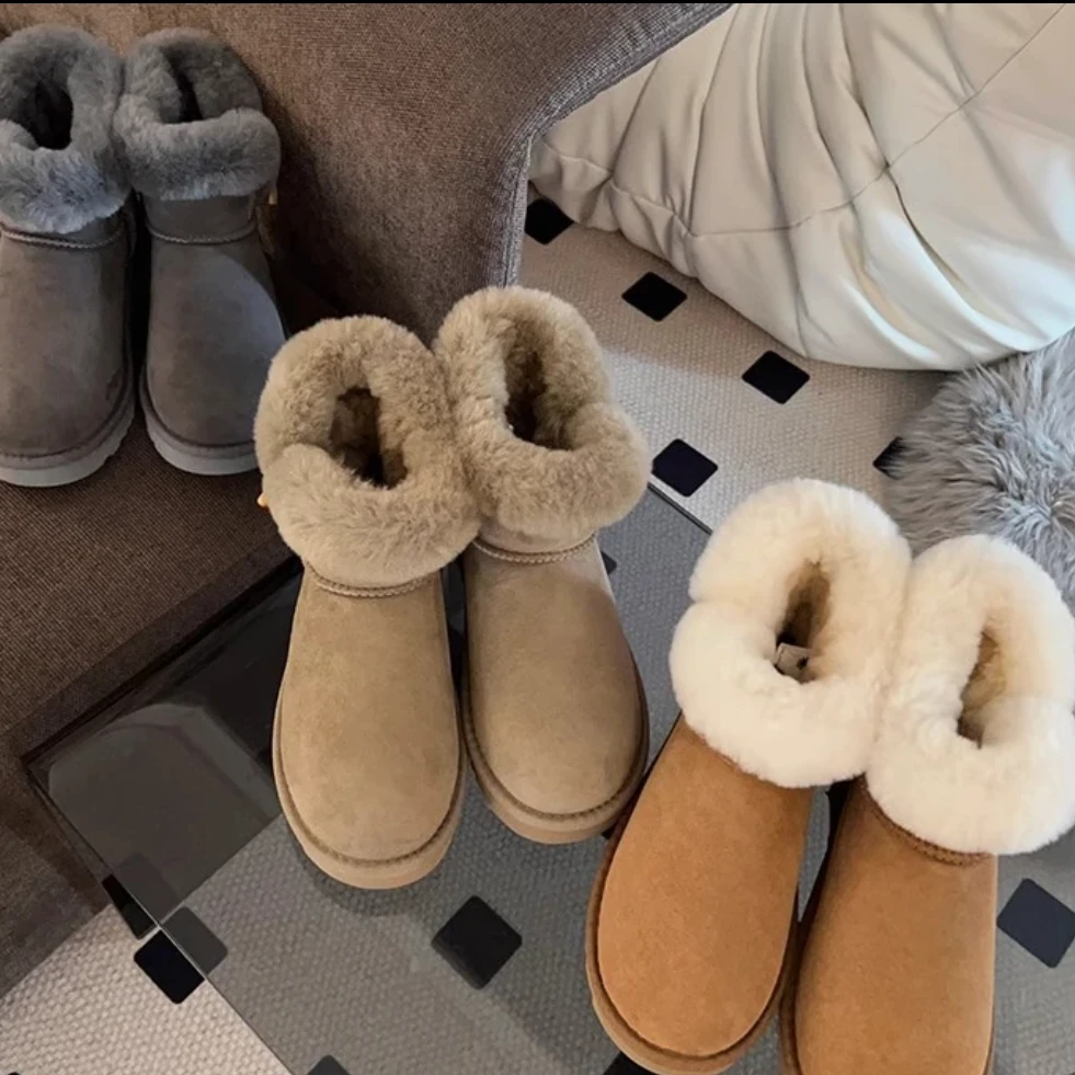 【牛角扣】桑坡雪地靴羊皮毛一体厚底女神高筒加厚保暖百搭防滑加绒