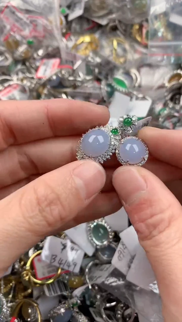 银S925镶嵌戒指翡翠333     10